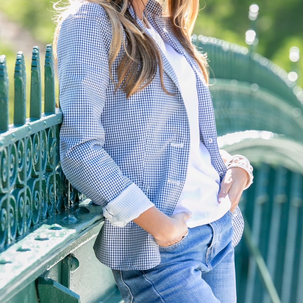 J.Crew blue gingham blazer